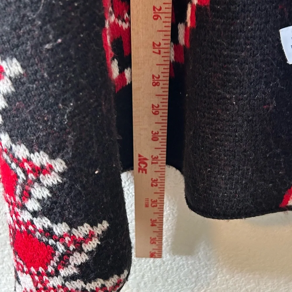 Relativity Boho Hippie Southwestern Geometric Poncho‎ Open Front Black Red OS